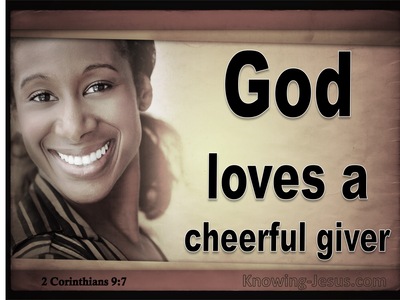 2 Corinthians 9:7 God Loves A Cheerful Giver (beige)